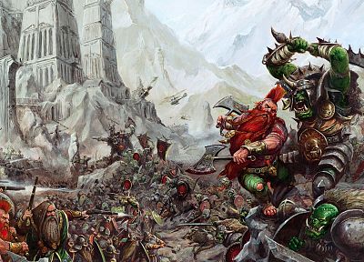 video games, Warhammer, dwarfs, orcs - related desktop wallpaper