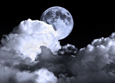 clouds, Moon - random desktop wallpaper