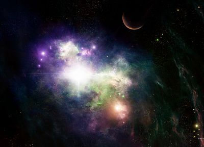 outer space, lights, galaxies, planets, nebulae, bright - random desktop wallpaper