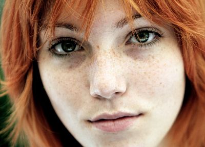 women, redheads, freckles, green eyes, faces - related desktop wallpaper