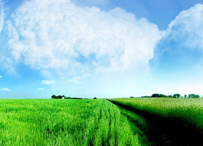 clouds, nature, fields - desktop wallpaper