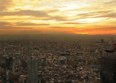 Japan, sunrise, cities - duplicate desktop wallpaper