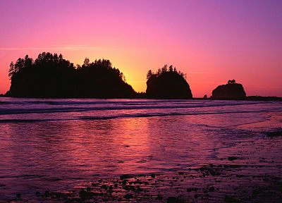 sunset, landscapes, nature, silhouettes, sea, beaches - duplicate desktop wallpaper