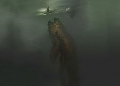 fish, Vikings, fantasy art, nom, underwater - desktop wallpaper