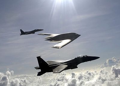 aircraft, military, stealth bomber, planes, F-15 Eagle, B-2 Spirit - random desktop wallpaper