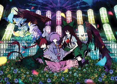 video games, Touhou, Kaenbyou Rin, Reiuji Utsuho, Komeiji Koishi, Komeiji Satori, Subterranean Animism - random desktop wallpaper