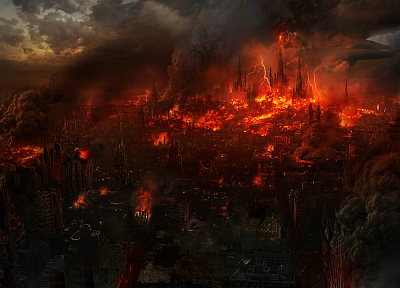 fire, apocalypse, lightning, Philip Straub - random desktop wallpaper