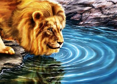 animals, artwork, lions - random desktop wallpaper