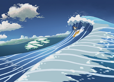 surfing, Makoto Shinkai, 5 Centimeters Per Second, artwork, anime - related desktop wallpaper