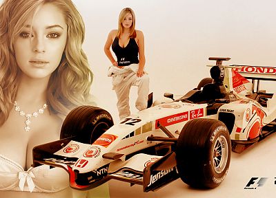 blondes, women, Honda, cars, bra, models, Keeley Hazell, Formula One, girls with cars, Playstation 3 - desktop wallpaper