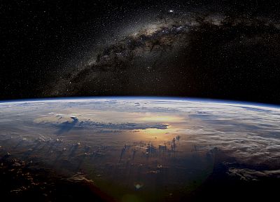 outer space, Earth, Milky Way - duplicate desktop wallpaper