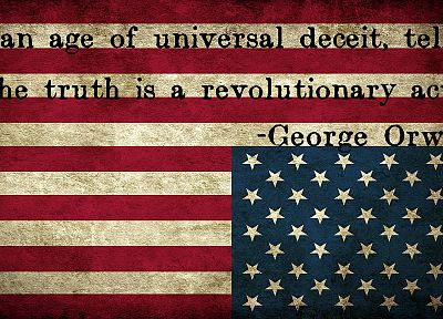 quotes, revolution, 1984, flags, USA, George Orwell - desktop wallpaper