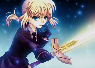 Fate/Stay Night, suit, Saber, Fate/Zero, anime girls, swords, Fate series - desktop wallpaper