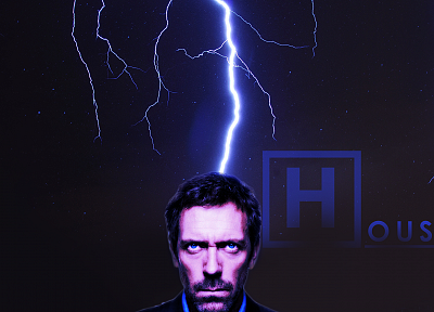 TV, Hugh Laurie, Gregory House, lightning, House M.D. - desktop wallpaper