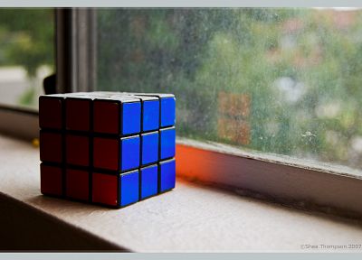 window panes, Rubiks Cube - desktop wallpaper
