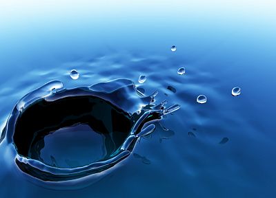 water, blue, water drops, splashes - desktop wallpaper