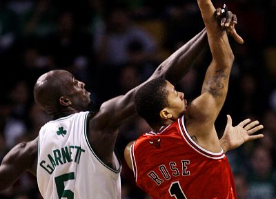 sports, NBA, basketball, Derrick Rose, Kevin Garnett, Chicago Bulls, Boston Celtics - related desktop wallpaper