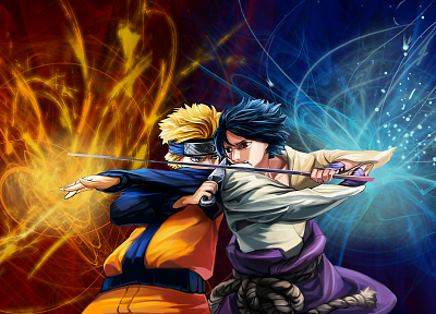 Uchiha Sasuke, Naruto: Shippuden, Uzumaki Naruto, swords - random desktop wallpaper