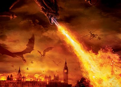 dragons, helicopters, fire, London, vehicles - random desktop wallpaper
