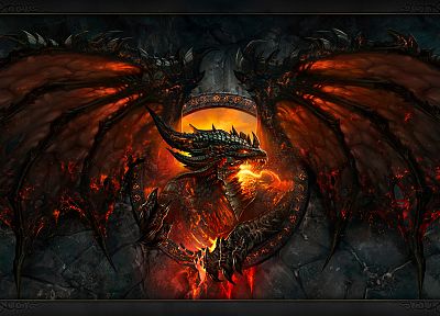 fantasy, dragons, World of Warcraft, deathwing, Blizzard Entertainment, World of Warcraft: Cataclysm - desktop wallpaper