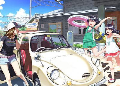 cars, artwork, anime, hats, anime girls - related desktop wallpaper