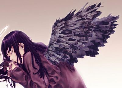 angels, wings, Haibane Renmei, simple background - desktop wallpaper