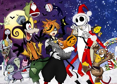 Kingdom Hearts, Halloween, Sora (Kingdom Hearts), Christmas, Jack Skellington - random desktop wallpaper
