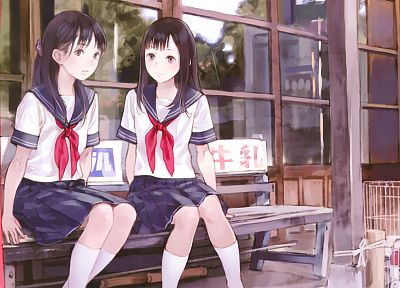 school uniforms, soft shading, anime girls - related desktop wallpaper