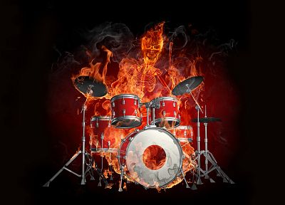 flames, fire, drums, black background - random desktop wallpaper