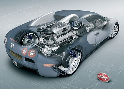 Bugatti Veyron, blueprints - random desktop wallpaper