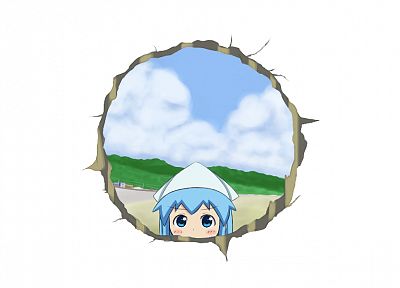 blue hair, Shinryaku! Ika Musume, Ika Musume, simple background - related desktop wallpaper