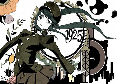 uniforms, Vocaloid, military, Hatsune Miku, skirts, jackets, green eyes, green hair, twintails - related desktop wallpaper