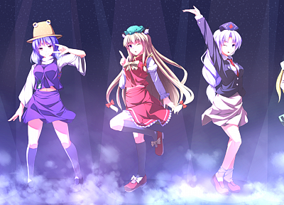 Touhou, dress, Yakumo Yukari, Hijiri Byakuren, Saigyouji Yuyuko, Yagokoro Eirin, Yasaka Kanako, hats, anime girls - desktop wallpaper