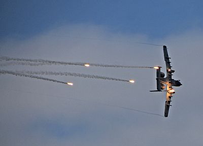 aircraft, flares, A-10 Thunderbolt II - random desktop wallpaper
