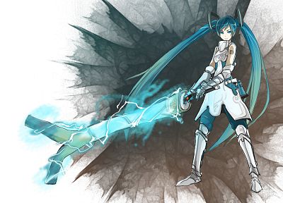 Vocaloid, Hatsune Miku, armor - duplicate desktop wallpaper
