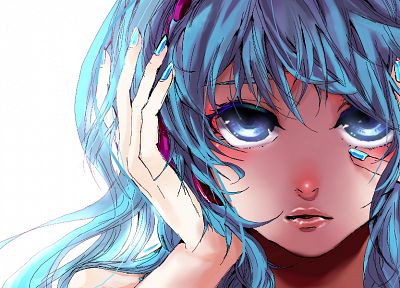 Vocaloid, Hatsune Miku, simple background, anime girls, Migikata no Chou - random desktop wallpaper