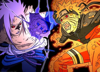 Uchiha Sasuke, Naruto: Shippuden, Sharingan, red eyes, Uzumaki Naruto, Jinchuuriki - random desktop wallpaper