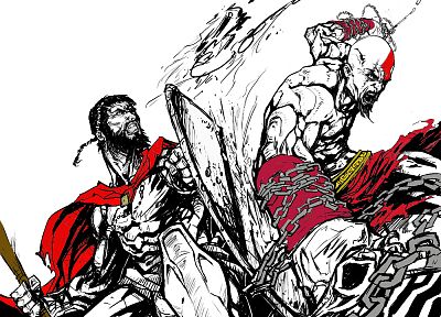 300 (movie), Kratos, God of War, arthur, artwork - random desktop wallpaper