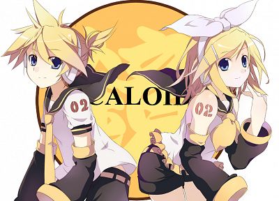 Vocaloid, Kagamine Rin, Kagamine Len, detached sleeves, bare shoulders - related desktop wallpaper