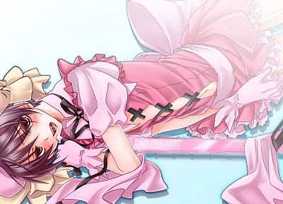 pink, chainsaw, trap, purple hair, Kore Wa Zombie Desu Ka?, anime, anime boys - random desktop wallpaper