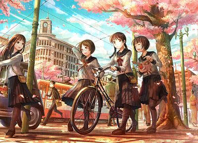 school uniforms, Fuji Choko, anime girls, sailor uniforms - desktop wallpaper