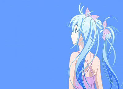 blue, blue eyes, blue hair, Denpa Onna to Seishun Otoko, Touwa Erio, simple background, anime girls - desktop wallpaper