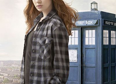 women, actress, TARDIS, BBC, Companion, Karen Gillan, Amy Pond, Doctor Who - random desktop wallpaper