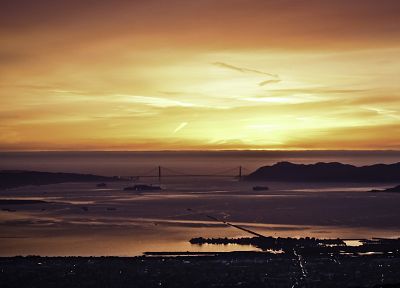 sunset, Golden Gate Bridge, Godspeed You Black Emperor - random desktop wallpaper