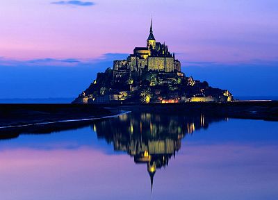water, landscapes, France, Mont Saint-Michel - related desktop wallpaper