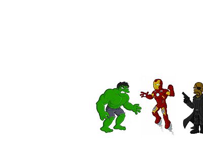 Hulk (comic character), Iron Man, The Simpsons, The Avengers, Nick Fury - random desktop wallpaper