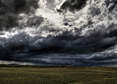 clouds, grass, fields - desktop wallpaper