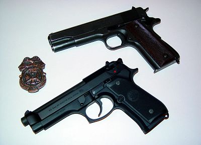pistols, badges - desktop wallpaper