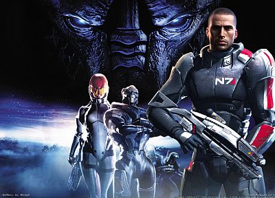 Mass Effect, BioWare, N7, Garrus Vakarian, Commander Shepard, Ashley Williams - duplicate desktop wallpaper