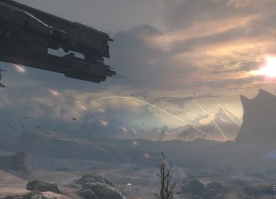 video games, mountains, Halo, Halo Reach, spaceships, vehicles - related desktop wallpaper